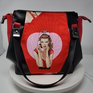 New Handmade Pinup Style Vinyl Hand Crafted Samaren Zipper Closure Handbag